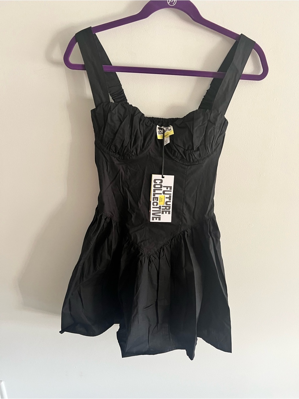 NWT Future Collective x Jenee Naylor Black Bubble Hem Mini Dress Size 4
